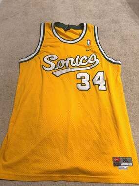 Vintage Nike Seattle SuperSonics Ray Allen #34 Jersey Gold Yellow Size XL (i)